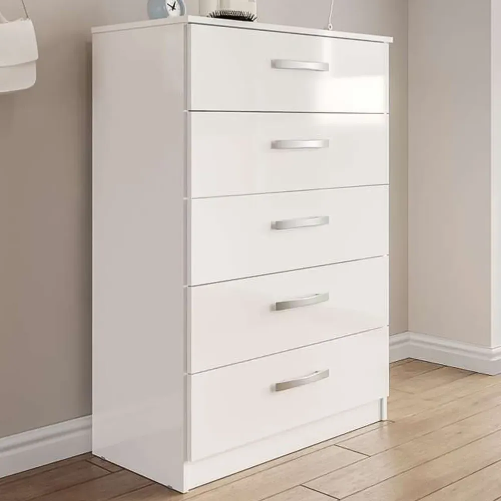 Lynx 5 Drawer Chest of Drawers - White