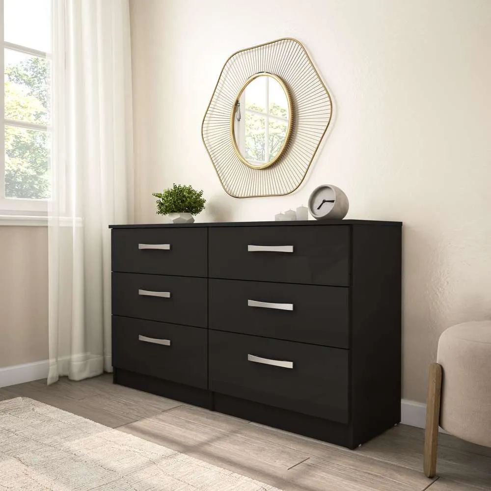 Lynx 6 Drawer Chest of Drawers - Black
