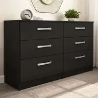 Lynx 6 Drawer Chest of Drawers - Black