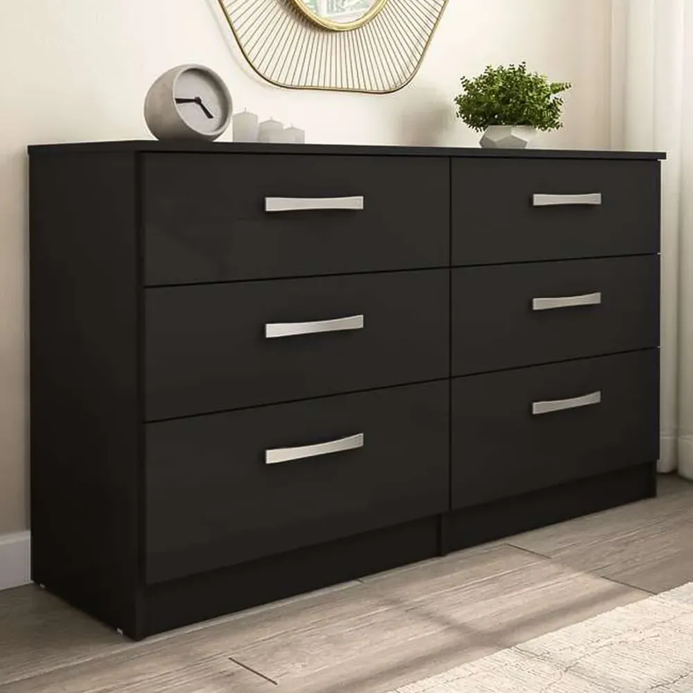 Lynx 6 Drawer Chest of Drawers - Black