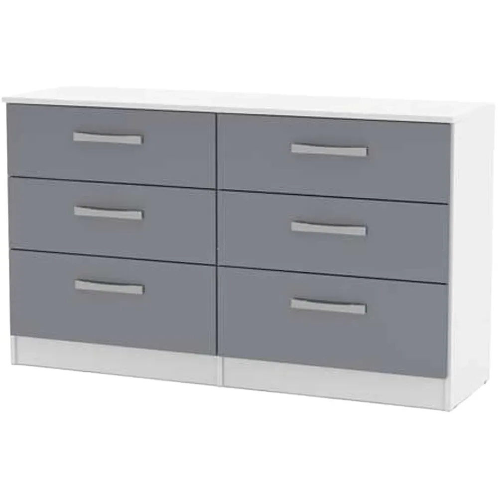 Lynx 6 Drawer Chest of Drawers - Grey, White