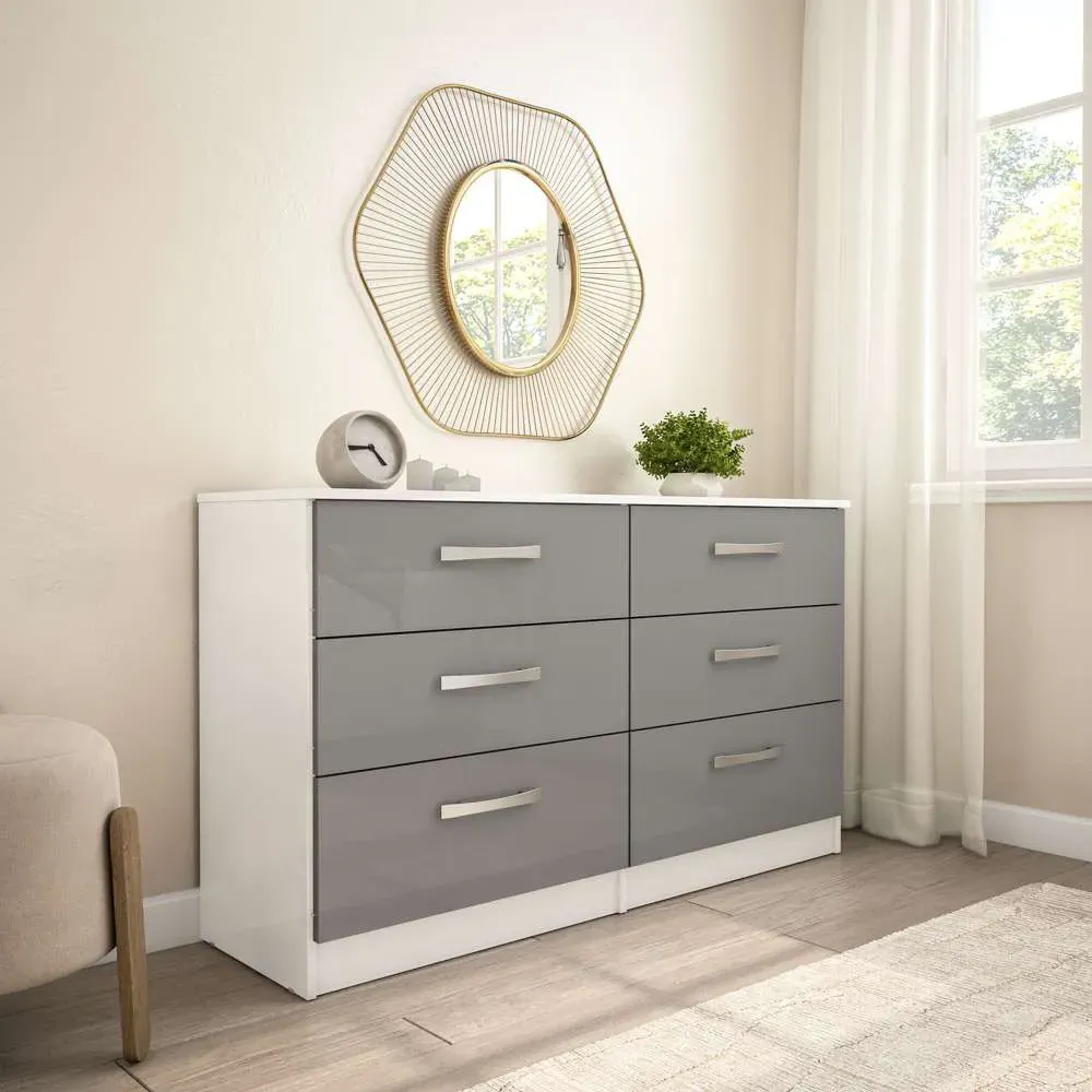 Lynx 6 Drawer Chest of Drawers - Grey, White