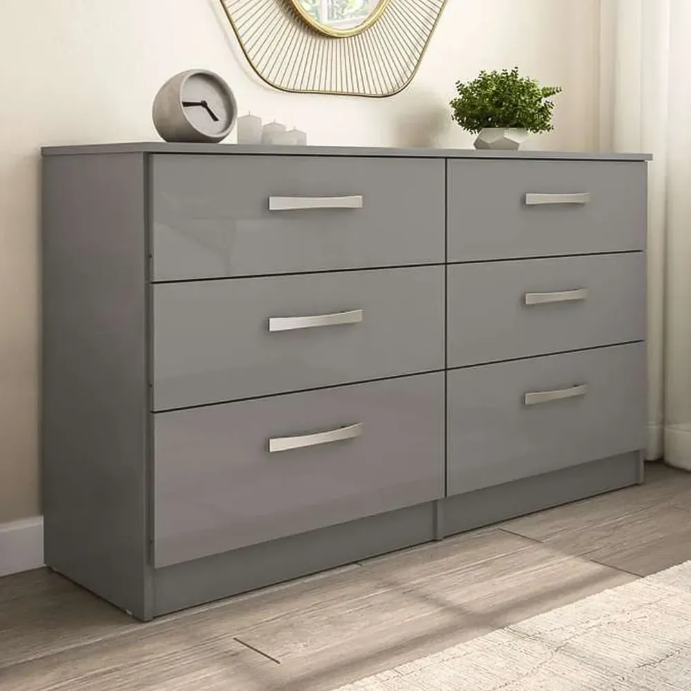 Lynx 6-Drawer Chest of Drawers - Grey
