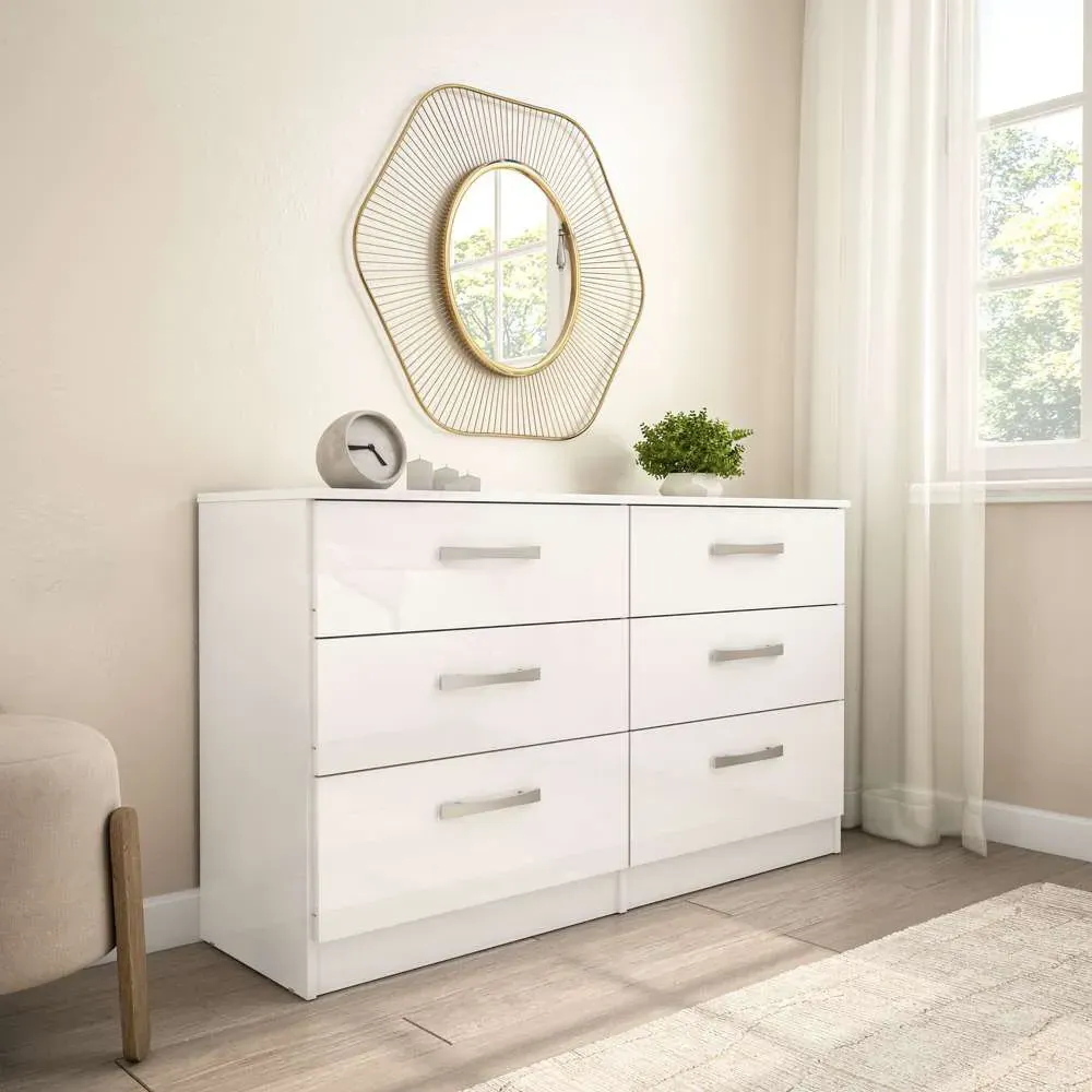 Lynx 6 Drawer Chest of Drawers - White