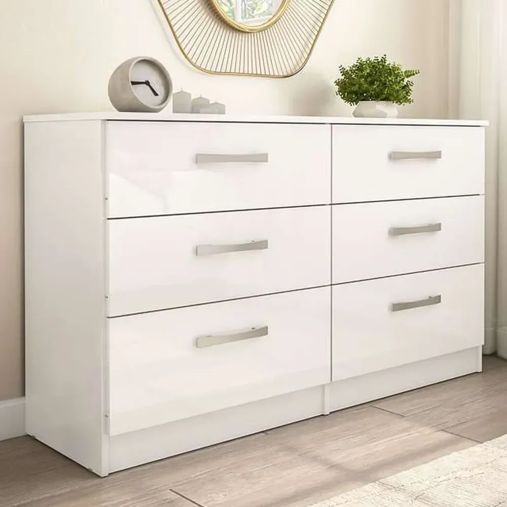 Lynx 6 Drawer Chest of Drawers - White
