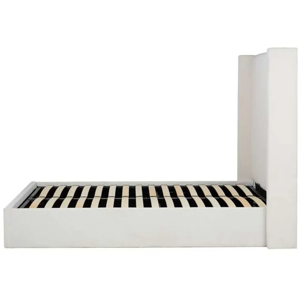 Maisey Double Ottoman Bed with Storage - White, Linen