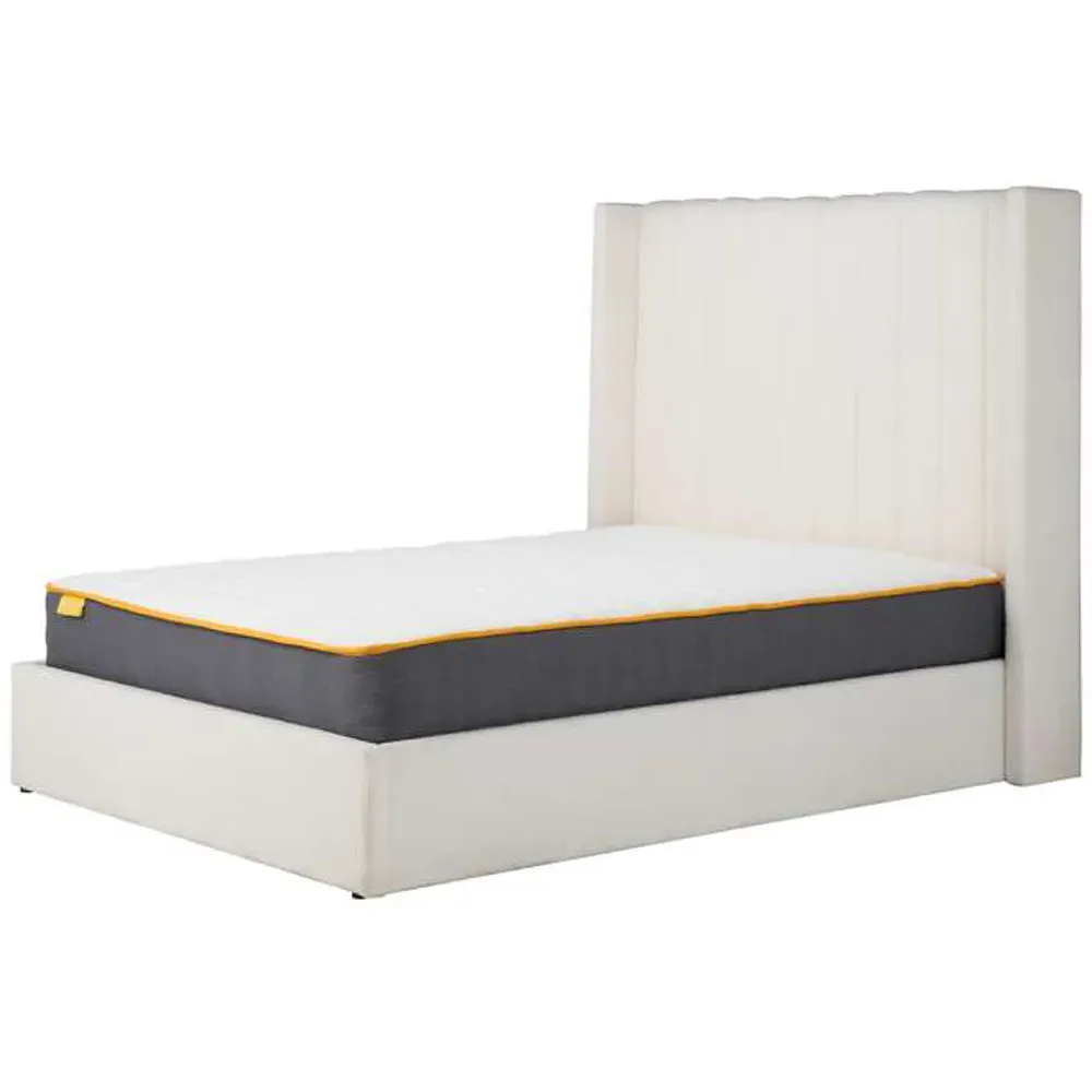Maisey King Size Ottoman Bed with Storage - White, Boucle