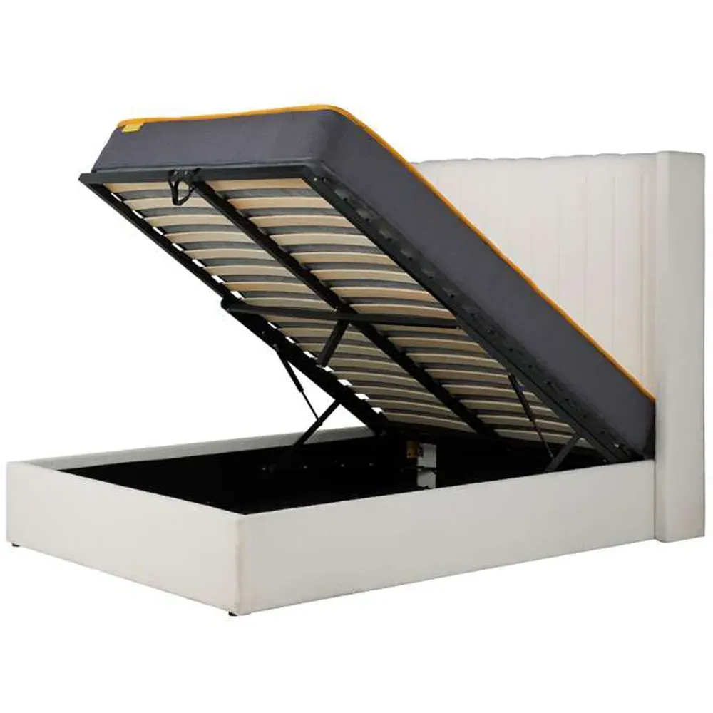 Maisey King Size Ottoman Bed with Storage - White, Boucle