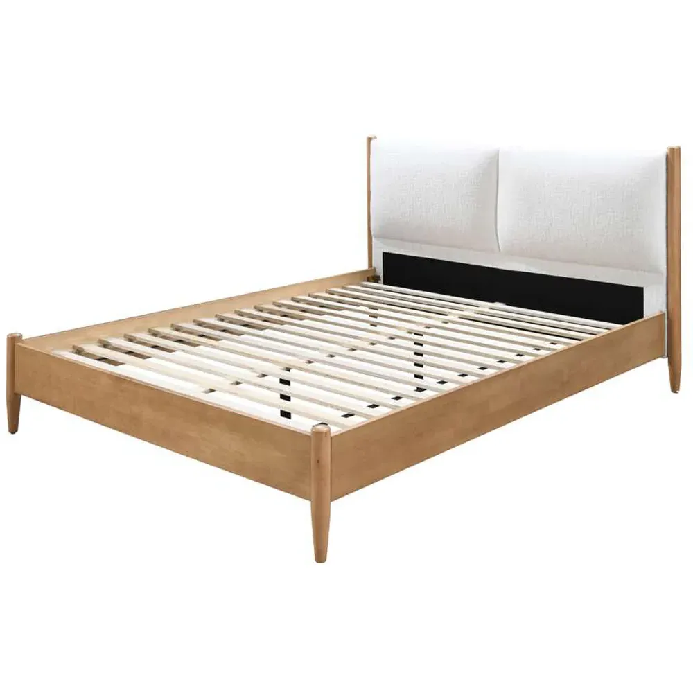 Marley Double Bed Frame - Brown, Linen