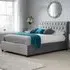 Marlow Double Bed Frame with Storage - Grey, Velvet
