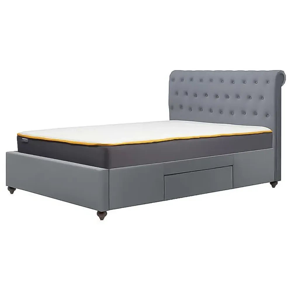Marlow Super King Bed Frame with Storage - Grey, Velvet