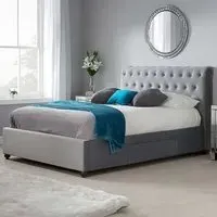 Marlow Super King Bed Frame with Storage - Grey, Velvet