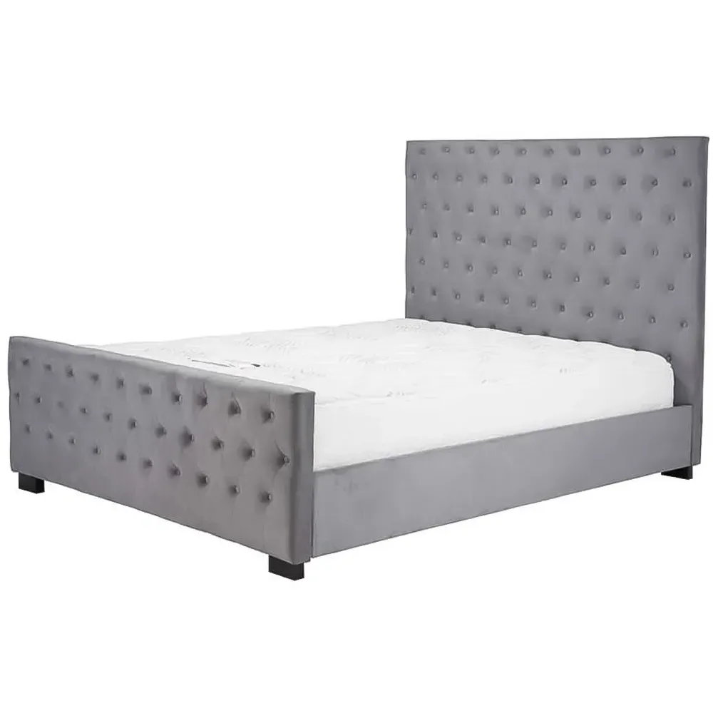 Marquis Double Ottoman Bed Frame - Grey, Velvet