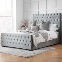 Marquis Double Ottoman Bed Frame - Grey, Velvet