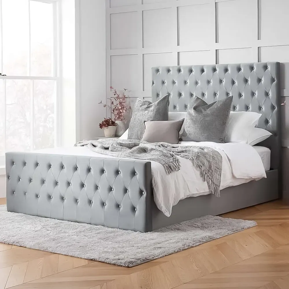 Marquis Double Ottoman Bed with Storage - Grey, Velvet image
