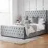 Marquis King Size Bed Frame with Storage - Grey, Velvet