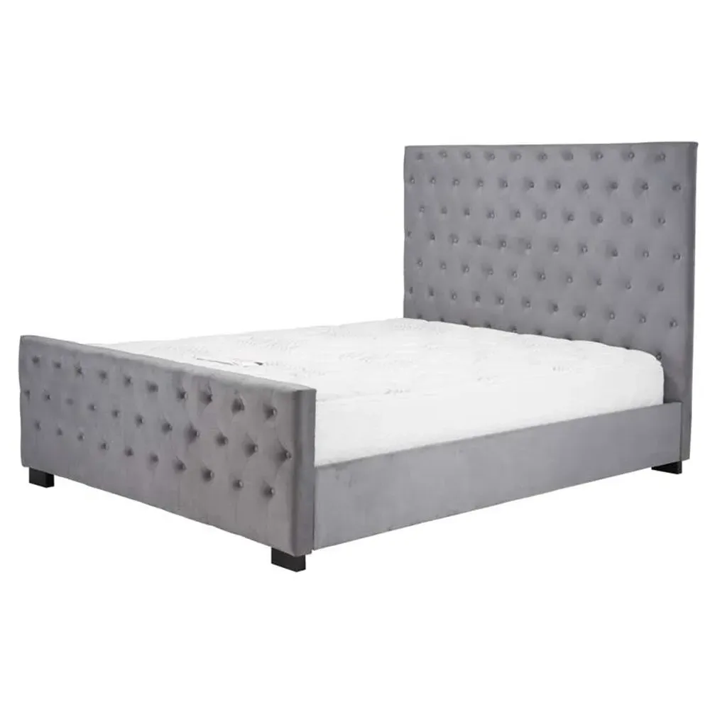 Marquis Super King Bed Frame with Storage - Grey, Velvet