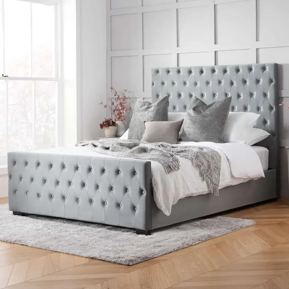 Marquis Super King Bed Frame with Storage - Grey, Velvet image
