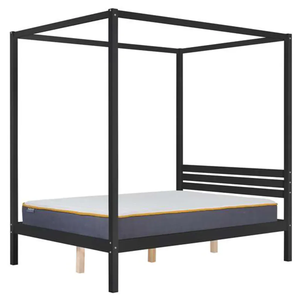 Mercia Double Four Poster Bed Frame - Black, Wood