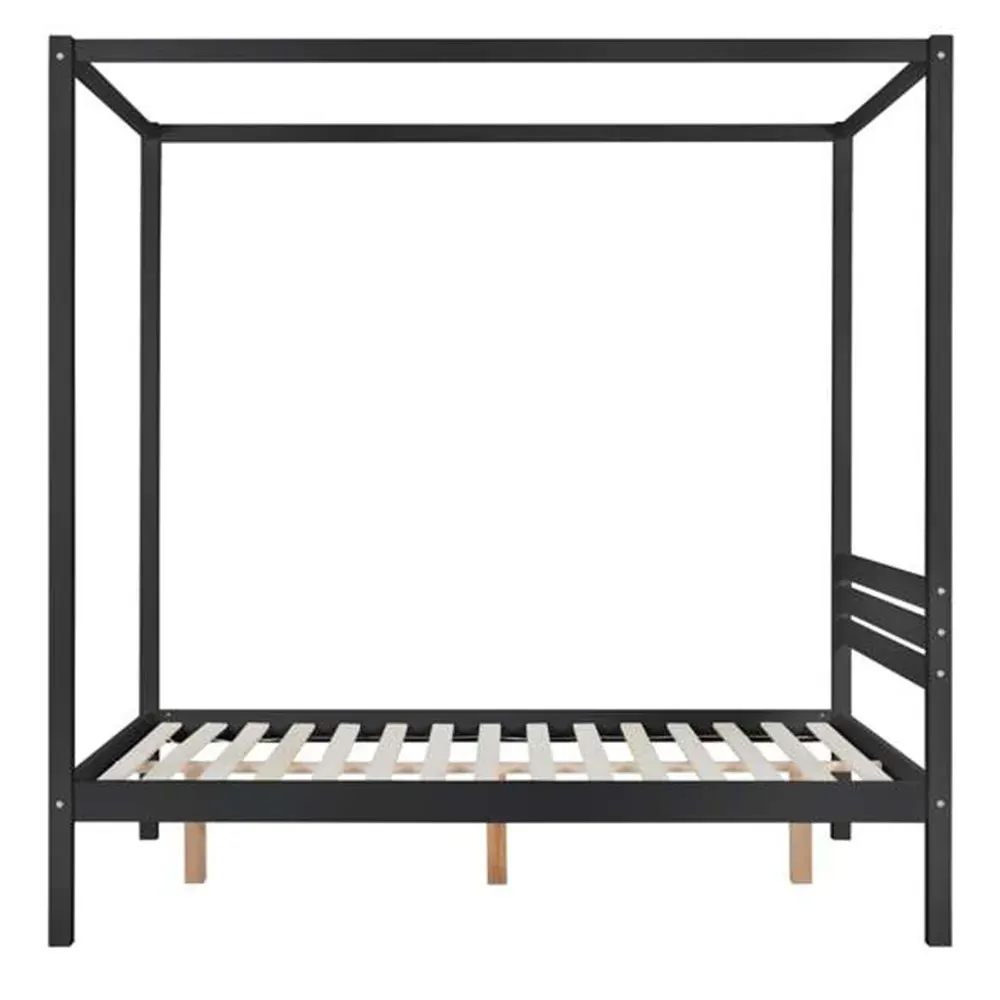 Mercia Double Four Poster Bed Frame - Black, Wood