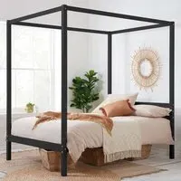 Mercia Double Four Poster Bed Frame - Black, Wood