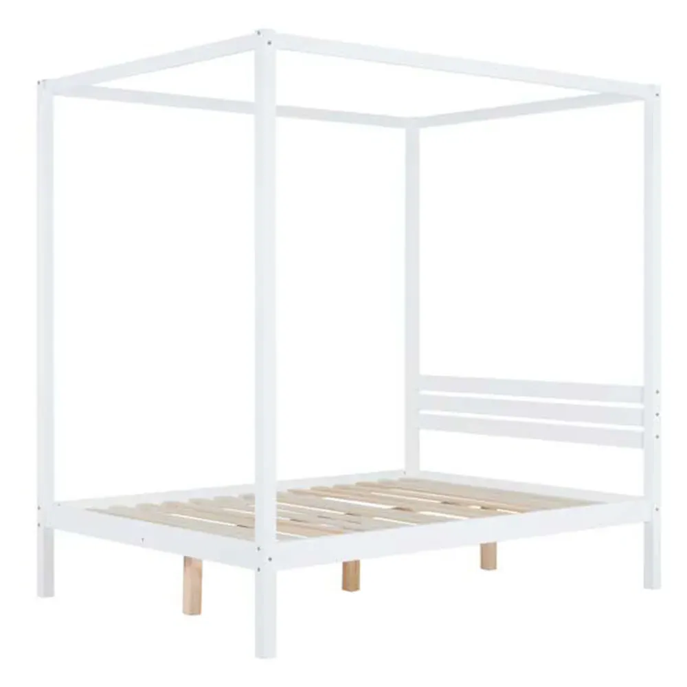 Mercia Double Four Poster Bed Frame - White, Wood