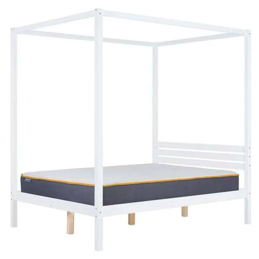 Mercia Double Four Poster Bed Frame - White, Wood