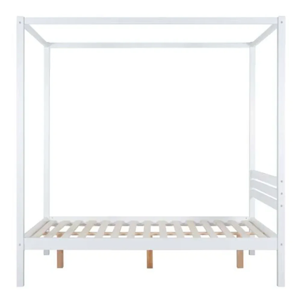 Mercia Double Four Poster Bed Frame - White, Wood