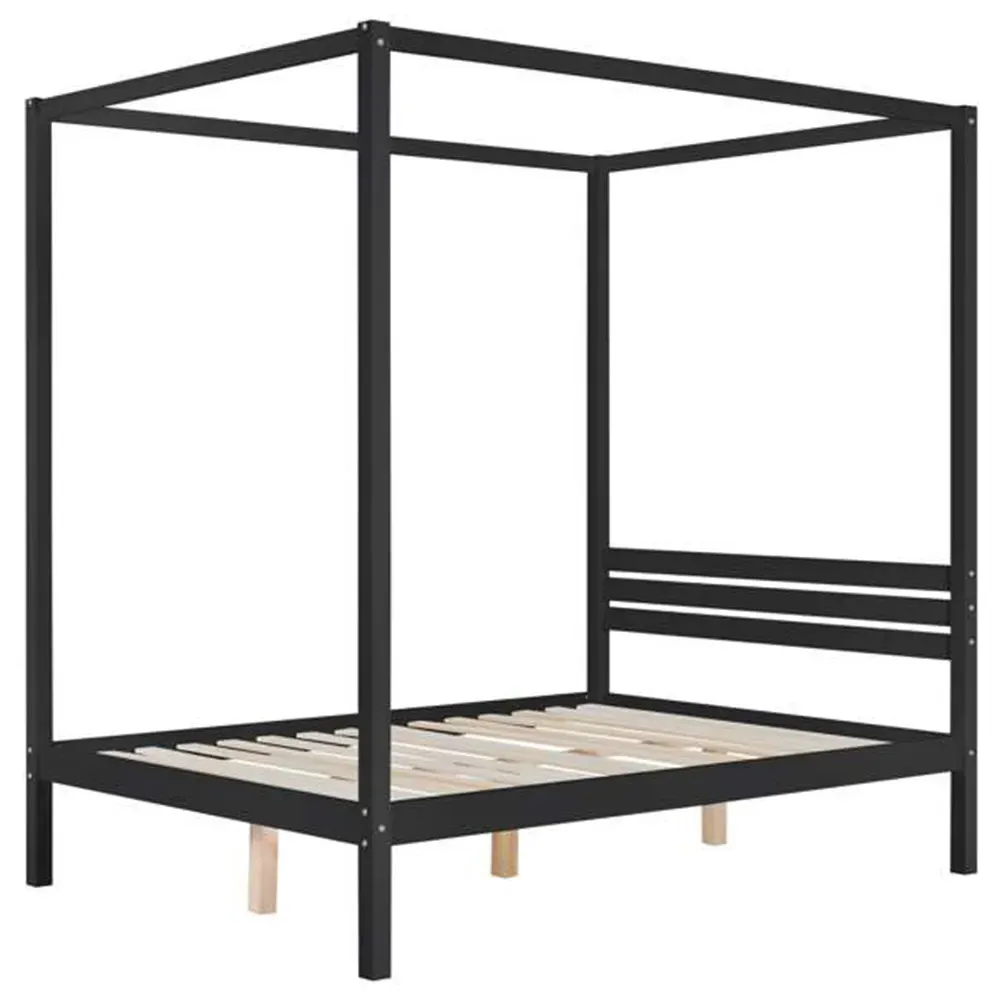 Mercia King Size Four Poster Bed Frame - Black, Wood