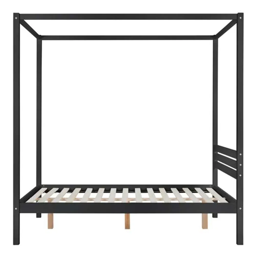 Mercia King Size Four Poster Bed Frame - Black, Wood