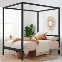 Mercia King Size Four Poster Bed Frame - Black, Wood