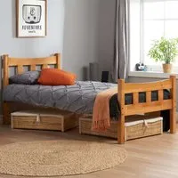 Miami Single Bed Frame - Brown, Pine