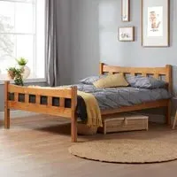 Miami Single Bed Frame - Brown, Pine