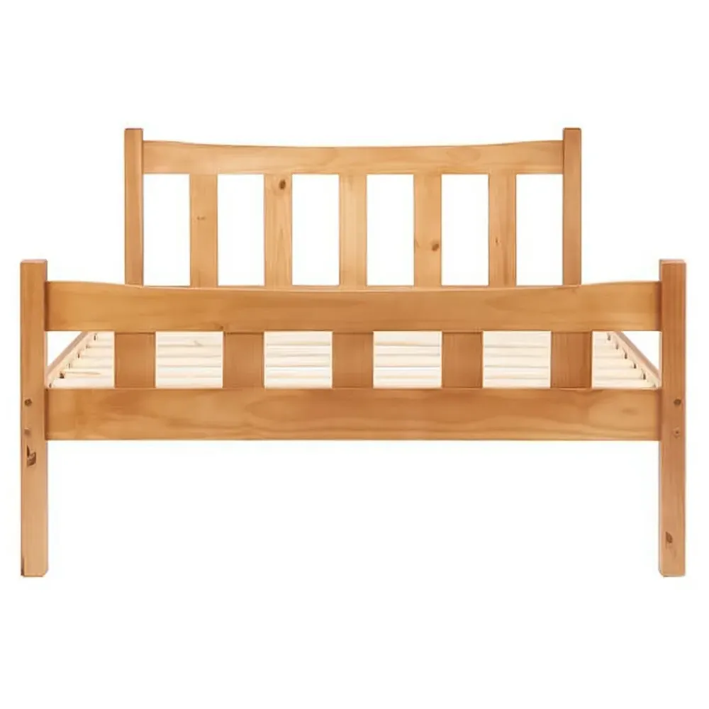 Miami Small Double Bed Frame - Brown, Pine