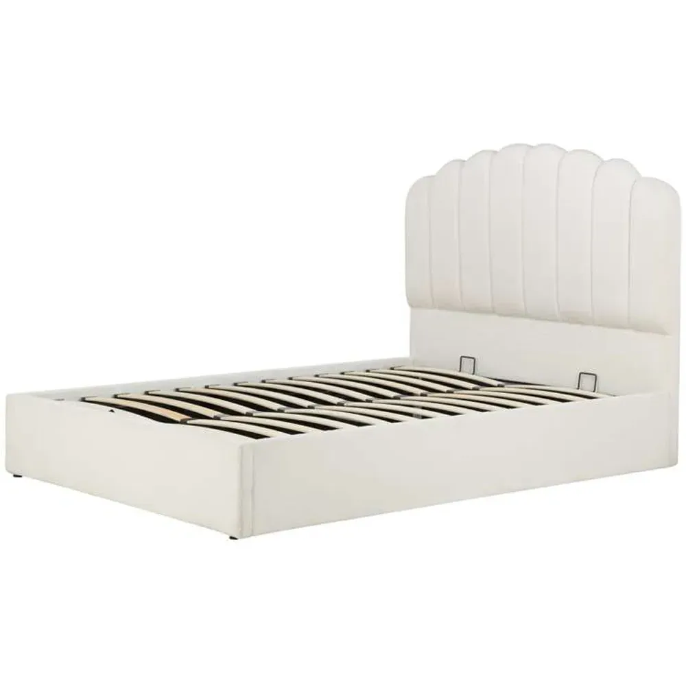 Monaco King Size Ottoman Bed - White, Boucle