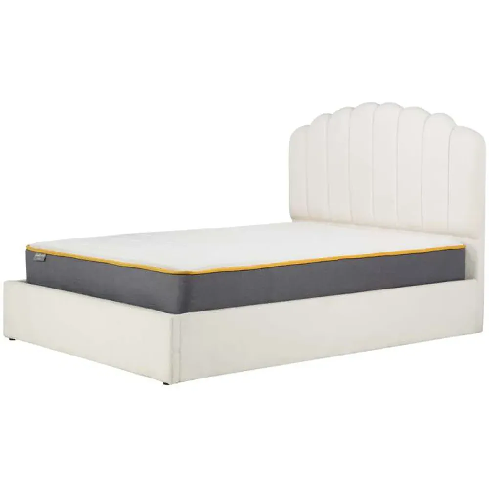 Monaco King Size Ottoman Bed - White, Boucle