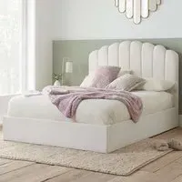 Monaco King Size Ottoman Bed - White, Boucle