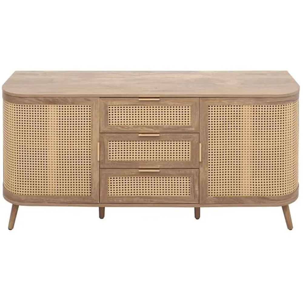 Noah 2 Door 3 Drawer Rattan Effect Sideboard - Brown