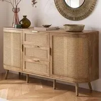 Noah 2 Door 3 Drawer Rattan Effect Sideboard - Brown