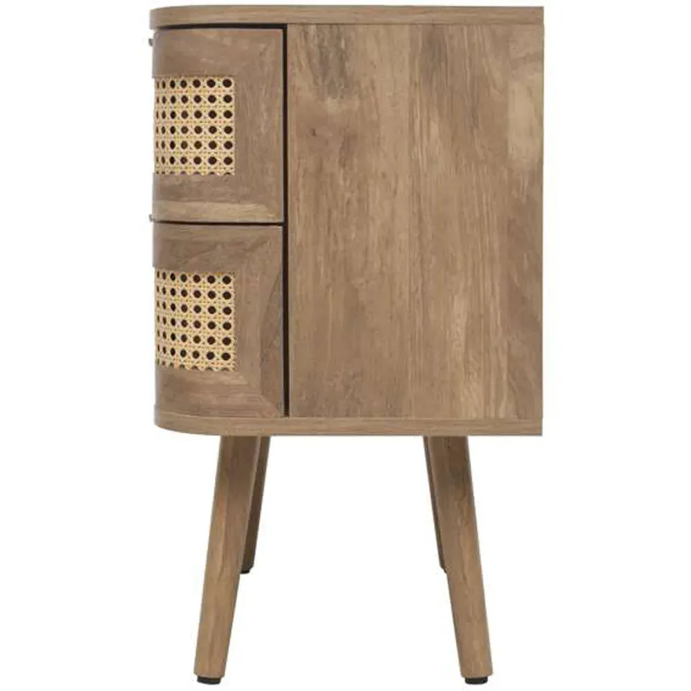 Noah 2 Door Bedside Table - Brown, Rattan Effect