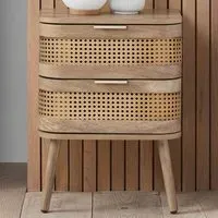 Noah 2 Door Bedside Table - Brown, Rattan Effect
