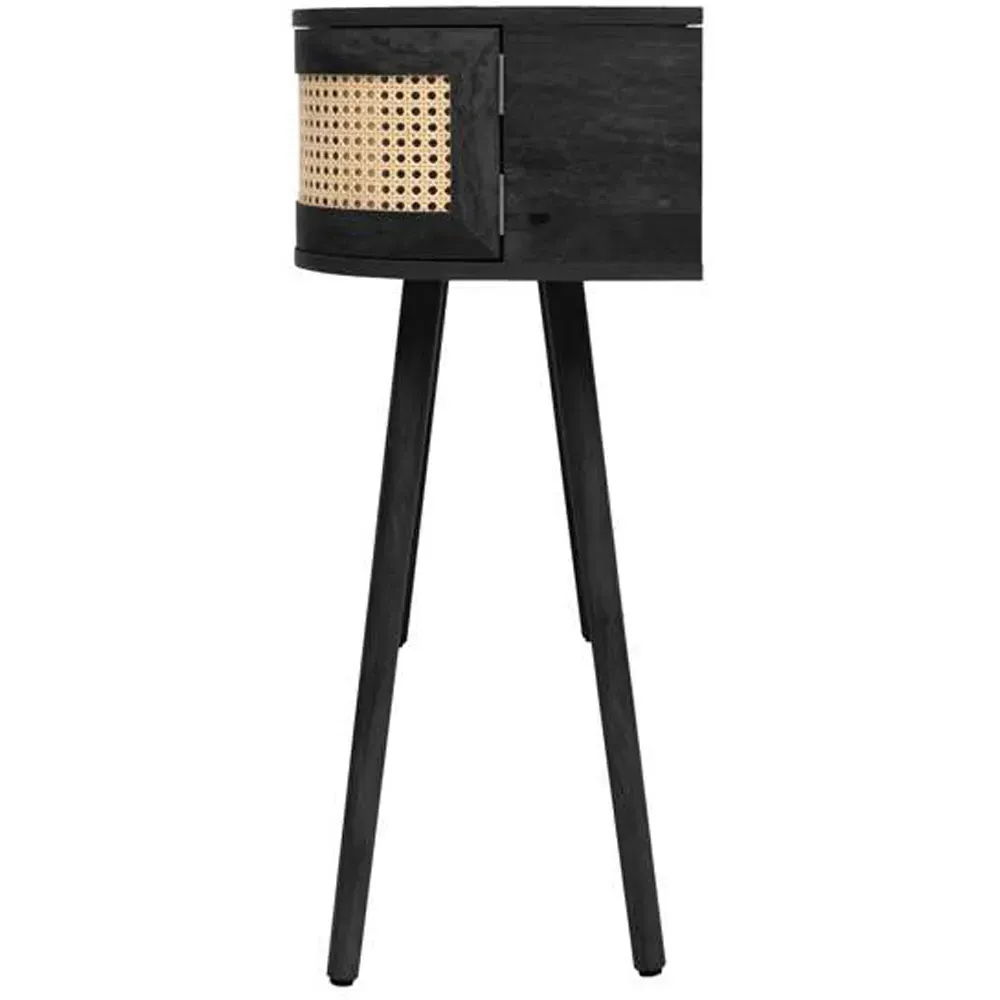 Noah 2 Door Console Table with Shelf - Black, Rattan