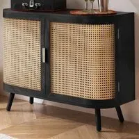 Noah 2 Door Rattan Sideboard - Black