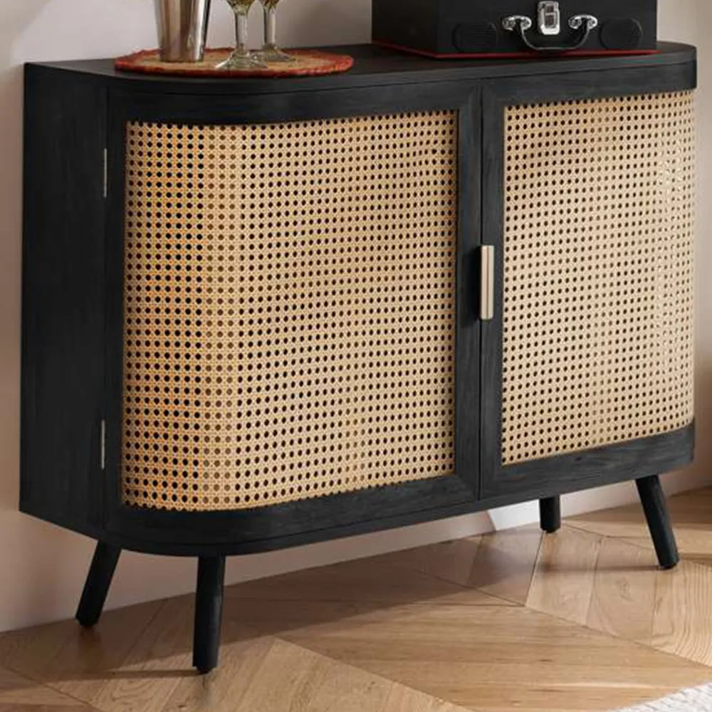 Noah 2 Door Rattan Sideboard - Black