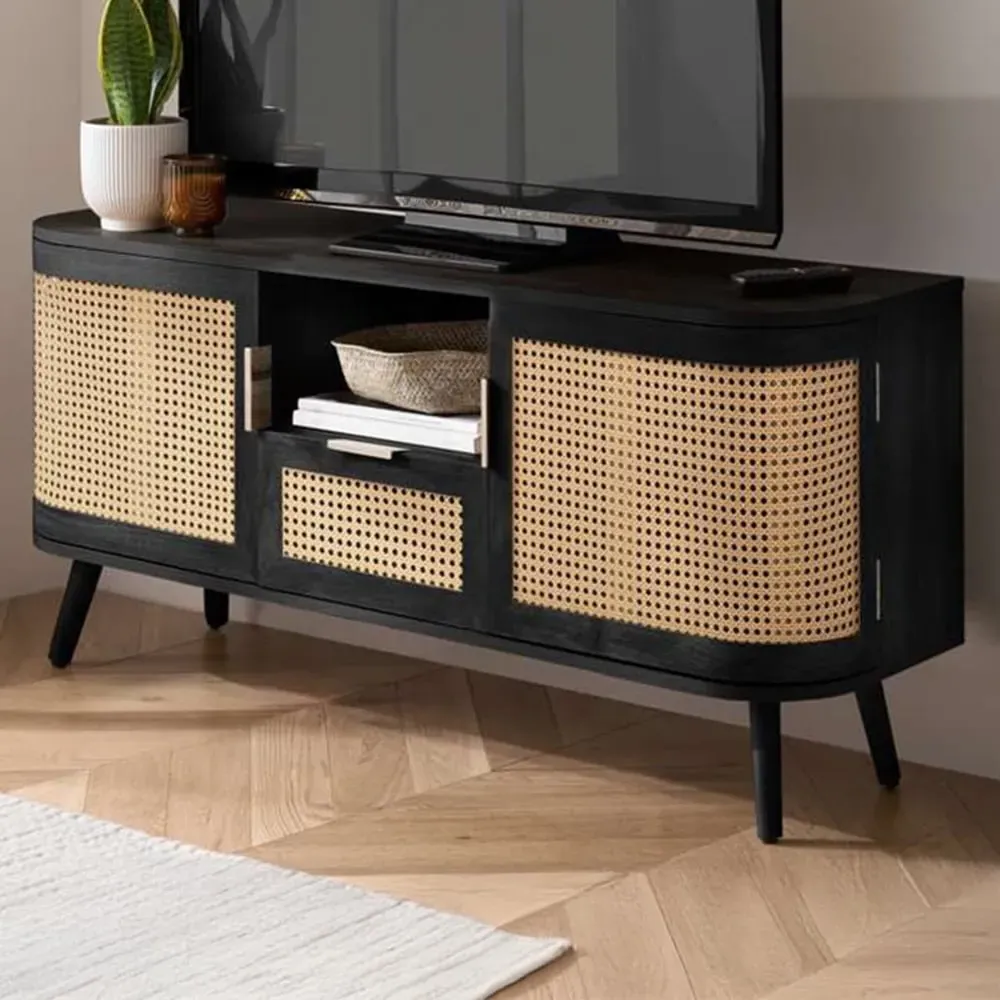 Noah 2 Door TV Unit with Drawer - Black