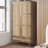 Noah 2 Door Wardrobe with Drawer - Brown, Rattan