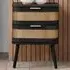 Noah 2 Drawer Bedside Table - Black, Rattan