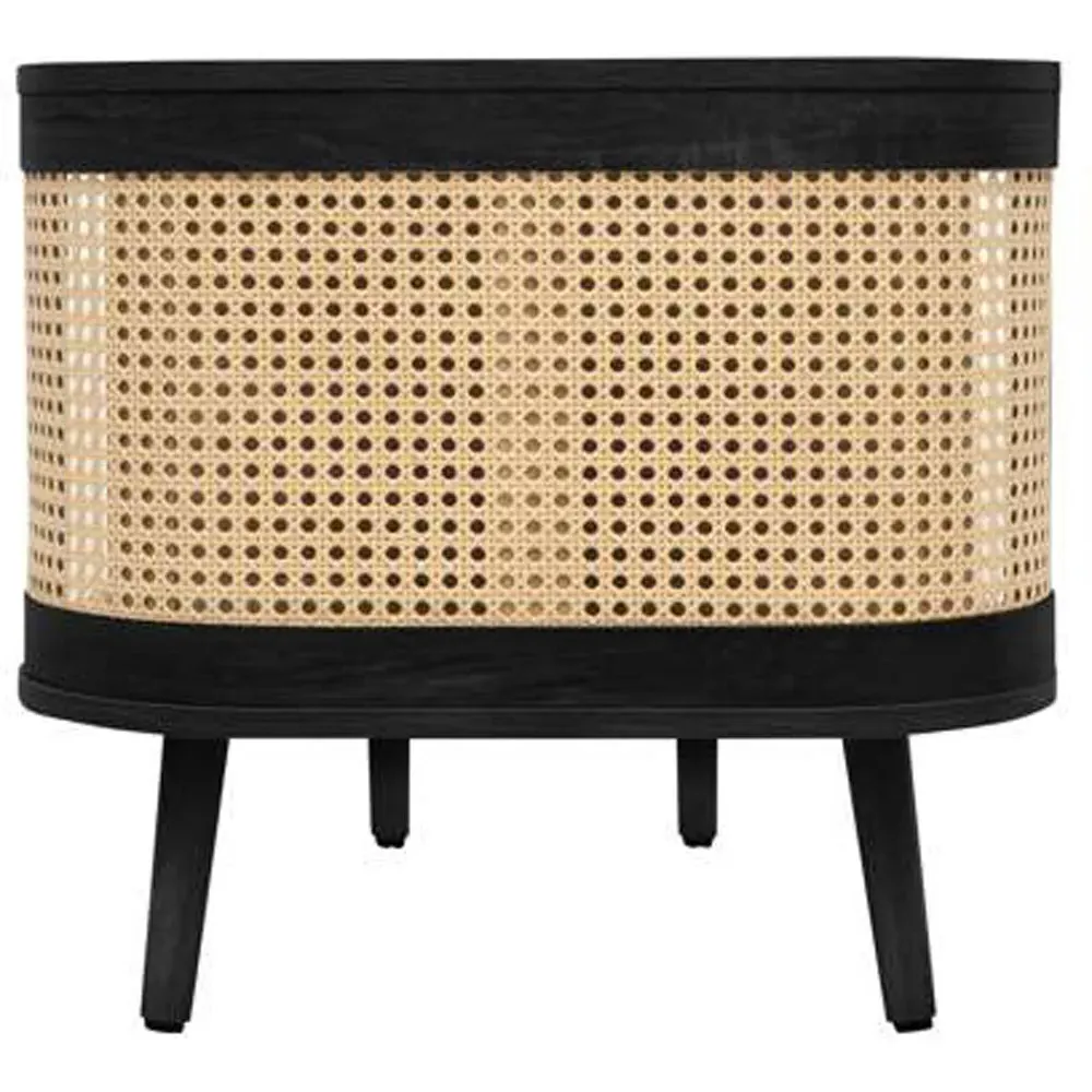 Noah 2 Shelf Coffee Table - Black, Rattan