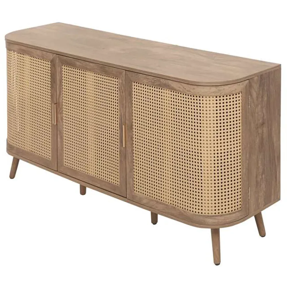 Noah 3 Door Rattan Effect Sideboard - Brown