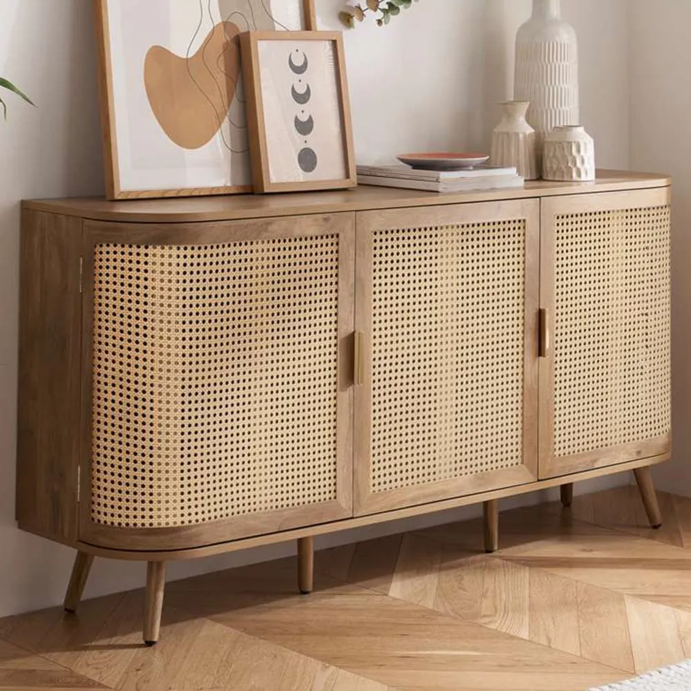 Noah 3 Door Rattan Effect Sideboard - Brown image